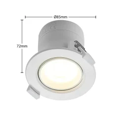 Prios LED innbyggingslampe Shima, hvit, 9W, 3000K, 2 enheter, dimbar