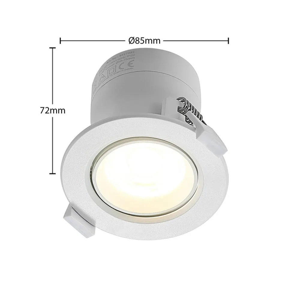 Prios LED innbyggingslampe Shima, hvit, 9W, 3000K, 2 enheter, dimbar