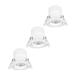 Prios LED innbyggingslampe Shima, hvit, 7W, 3000K, 3 enheter, dimbar