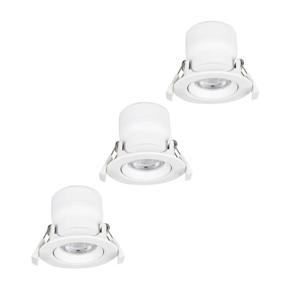 Prios LED innbyggingslampe Shima, hvit, 7W, 3000K, 3 enheter, dimbar