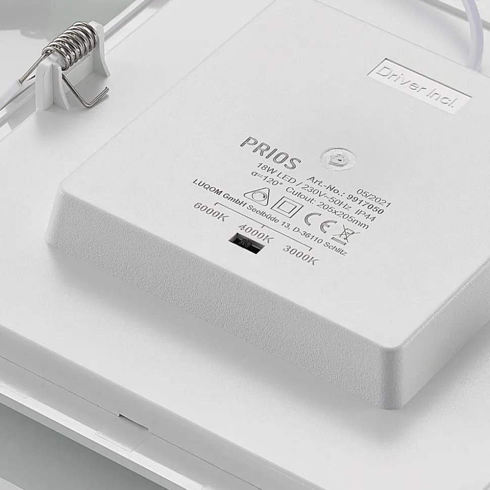 Prios LED innfelt lampe Helina, hvit, 22 cm, 18 W, dimbar