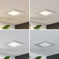 Prios LED innfelt lampe Helina, sølv, 11,5 cm, dimbar