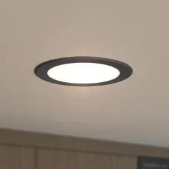 Prios LED innfelt spot Rida, svart, 14,5 cm, 12 W, CCT