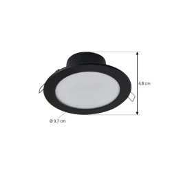 Prios LED innfelt spot Rida, svart, 14,5 cm, 12 W, CCT