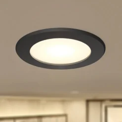 Prios LED innfelt spot Rida, svart, Ø 10 cm, CCT, IP44