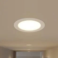 Prios LED innfelt spot Rida, hvit. Ø 19 cm, CCT, IP44