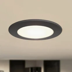 Prios LED innfelt spot Rida, svart, Ø 12 cm, CCT, IP44