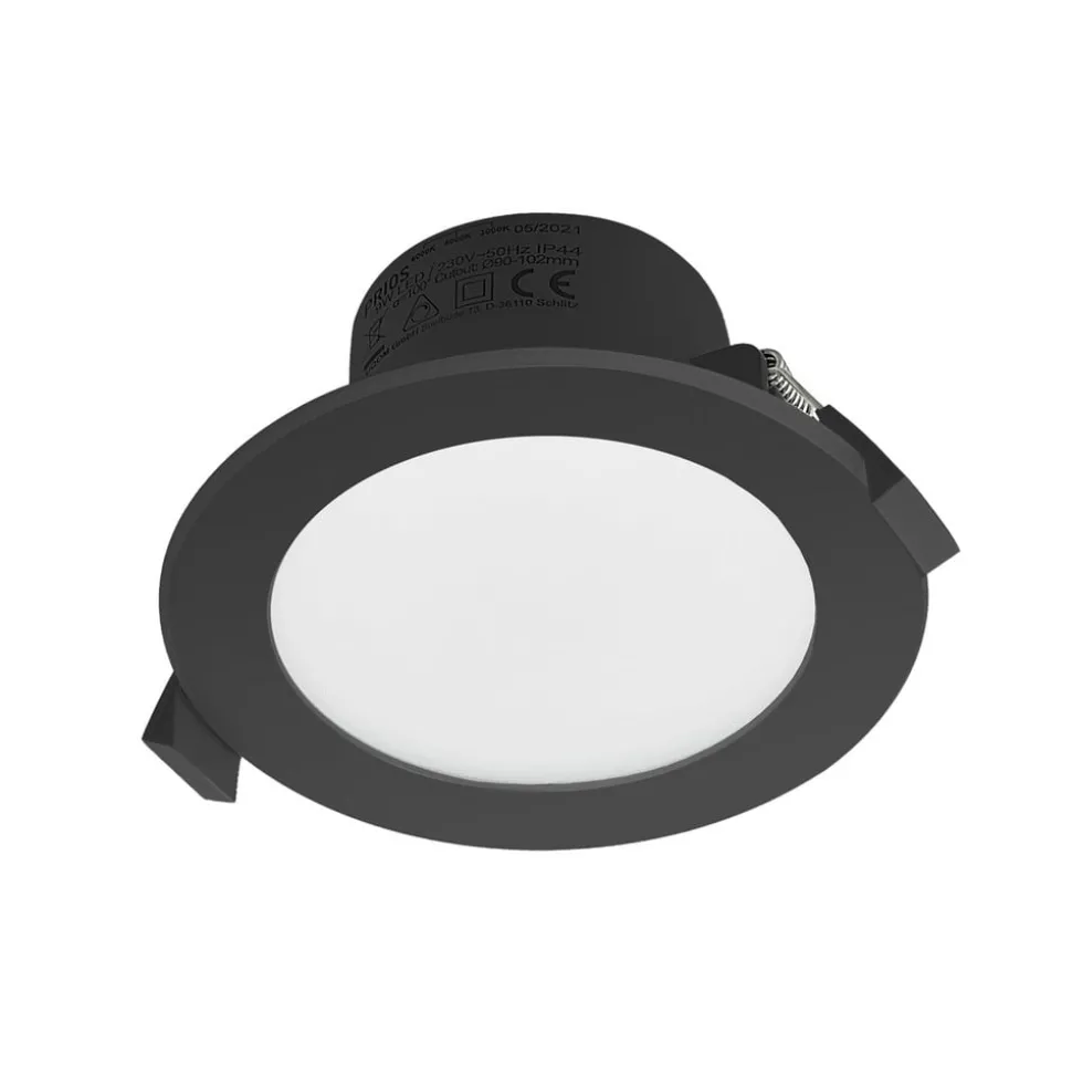 Prios LED innfelt spot Rida, svart, Ø 12 cm, CCT, IP44