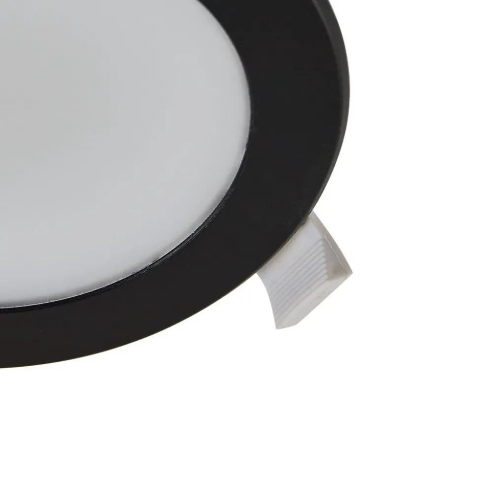 Prios LED innfelt spot Rida, svart, Ø 12 cm, CCT, IP44