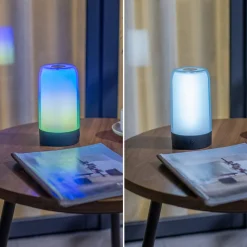 Prios LED-bordlampe Valtari, hvit, høyde 19 cm, RGB