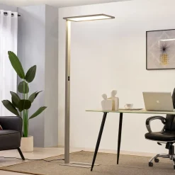 Prios LED-gulvlampe til kontor Taronis, sølv, 195 cm, dimbar