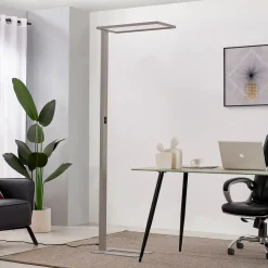 Prios LED-gulvlampe til kontor Taronis, sølv, 195 cm, dimbar