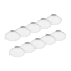 Prios LED-innbyggingslampe Rida, 10stk, hvit, 23cm, 25W, CCT, IP44