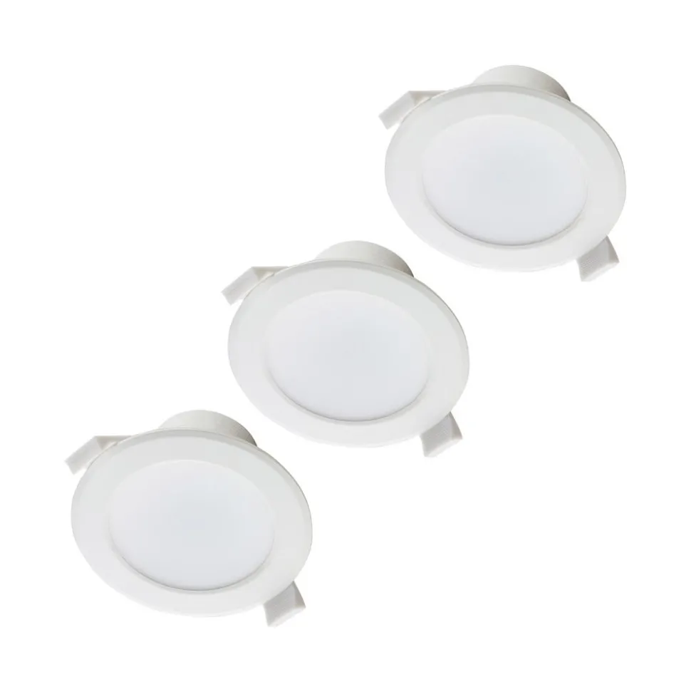 Prios LED-innbyggingslampe Rida, sett med 3 stk, hvit, 10 cm, CCT, IP44