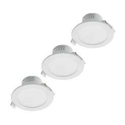 Prios LED-innbyggingslampe Rida, sett med 3 stk, hvit, 12 cm, CCT, IP44