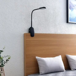 Prios LED-klemmelampe Najari, svart, oppladbart batteri, USB, 51 cm