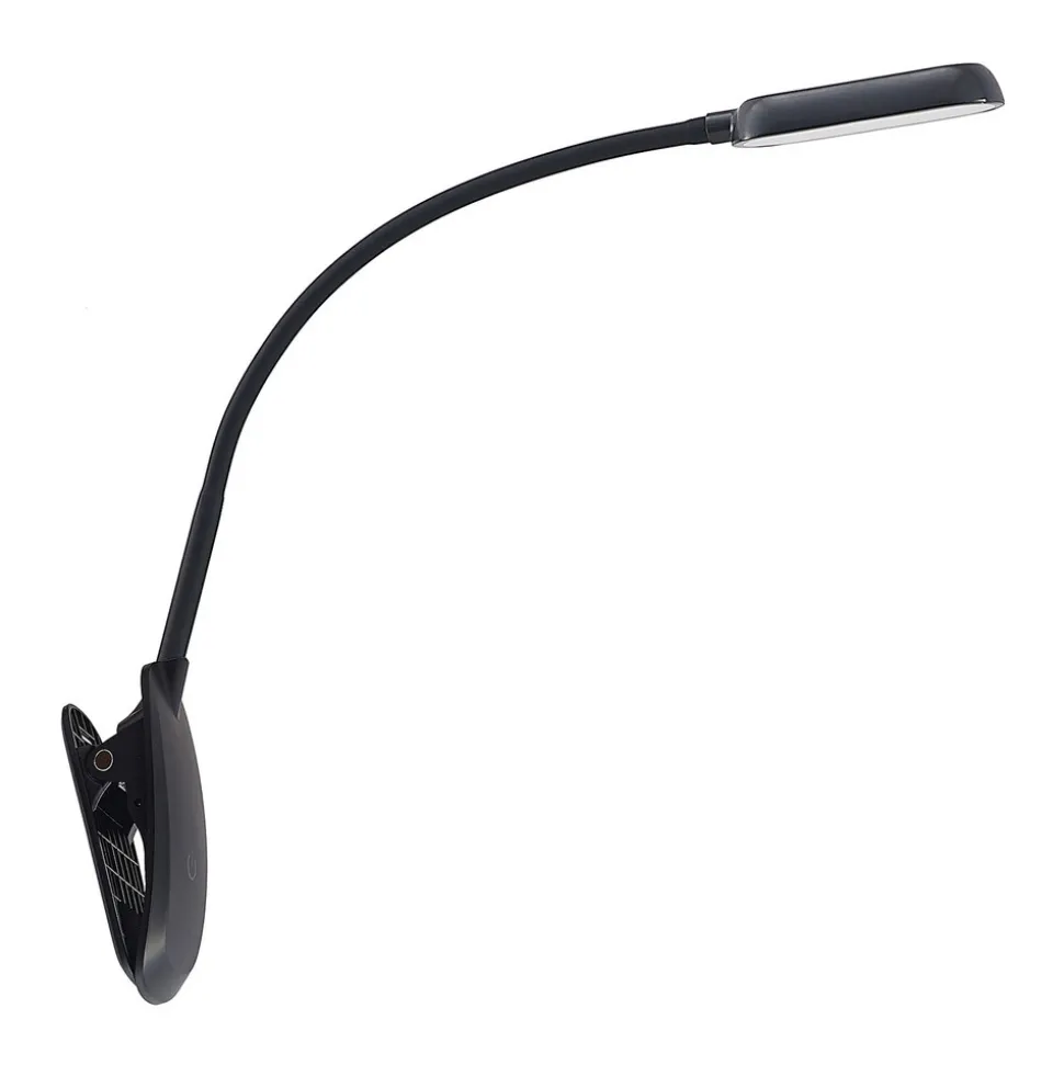 Prios LED-klemmelampe Najari, svart, oppladbart batteri, USB, 51 cm