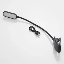 Prios LED-klemmelampe Najari, svart, oppladbart batteri, USB, 51 cm