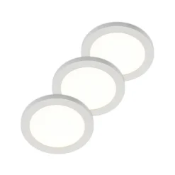 Prios LED-taklampe Aureka, sett med 3 stk, sensor, Ø 23 cm, hvit