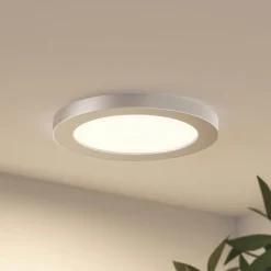 Prios LED-taklampe Aureka, Ø 23 cm, sølv, metall