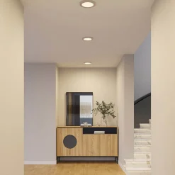 Prios LED-taklampe Aureka, Ø 23 cm, sølv, metall