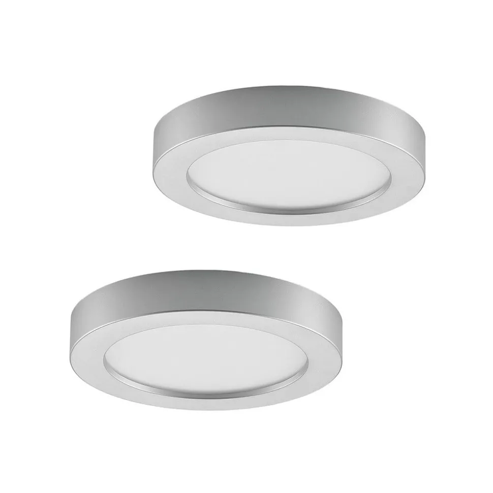 Prios LED-taklampe Edwina, sølv, 23 cm, sett med 2 stk