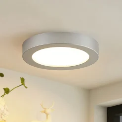 Prios LED-taklampe Edwina, sølv, 23 cm, sett med 2 stk