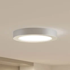 Prios LED-taklampe Edwina, sølv, 25 cm, CCT, IP44