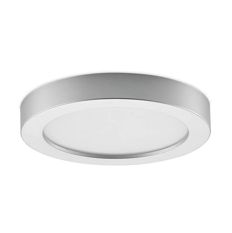 Prios LED-taklampe Edwina, sølv, 25 cm, CCT, IP44