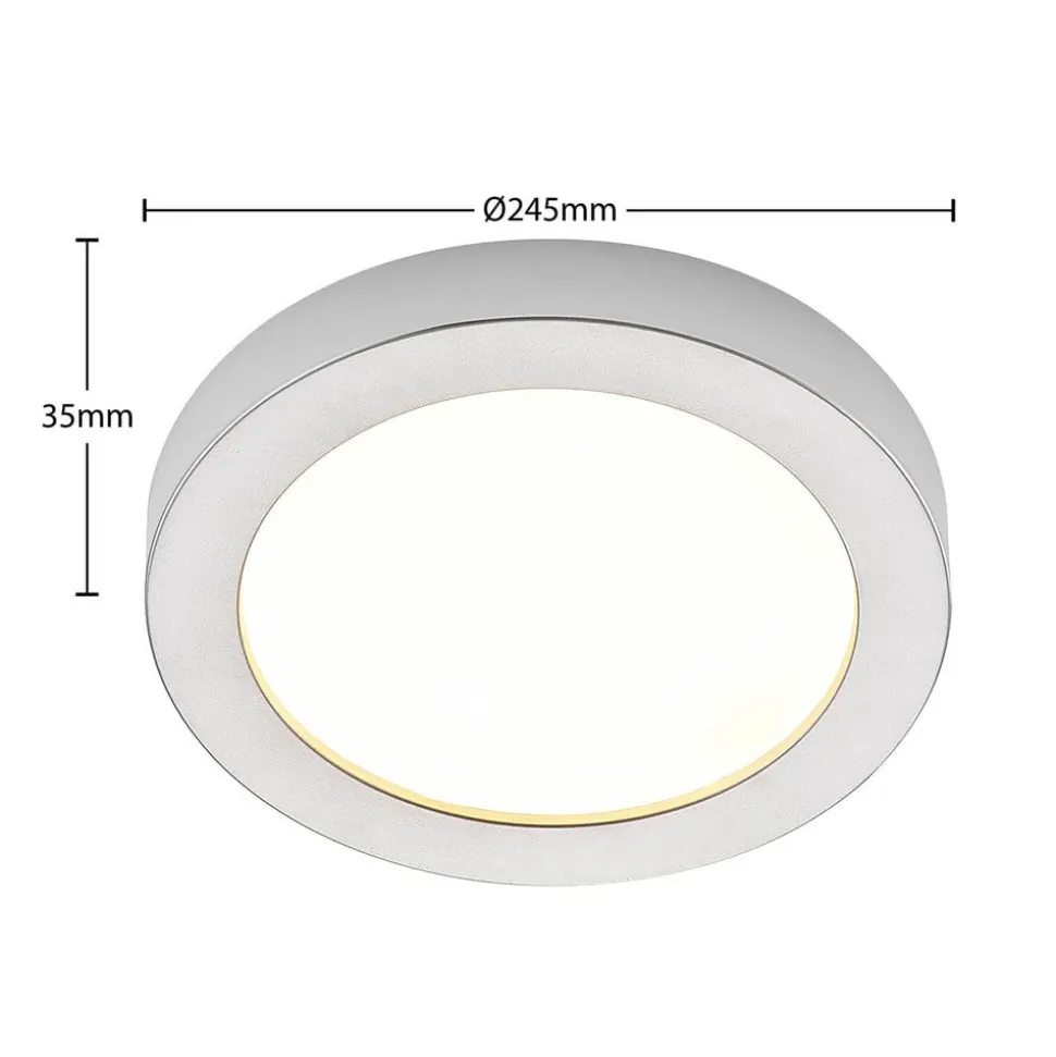 Prios LED-taklampe Edwina, sølv, 25 cm, CCT, IP44