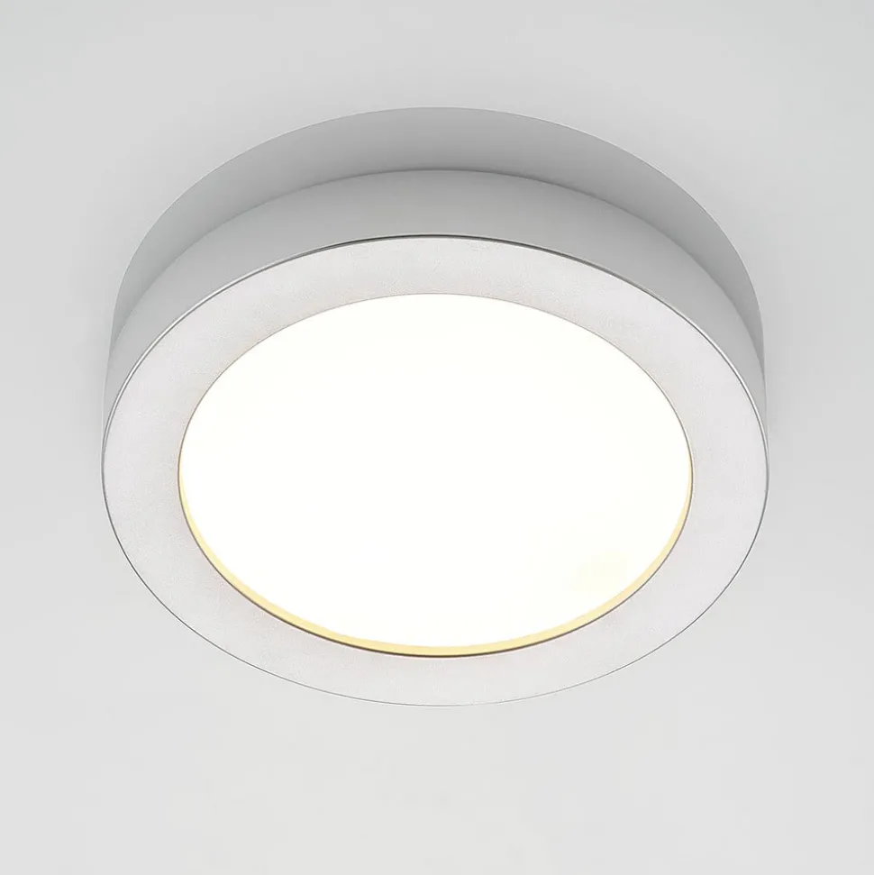 Prios LED-taklampe Edwina, sølv, 25 cm, CCT, IP44