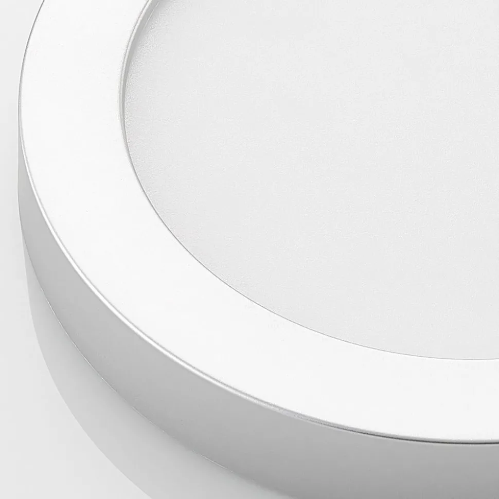 Prios LED-taklampe Edwina, sølv, 25 cm, CCT, IP44