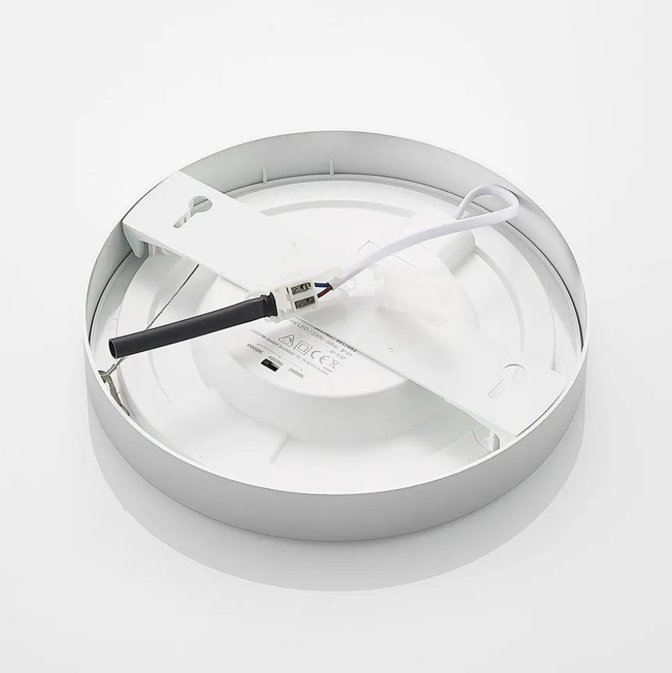 Prios LED-taklampe Edwina, sølv, 25 cm, CCT, IP44