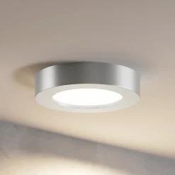 Prios LED-taklampe Edwina, sølv, 12 cm, CCT, IP44