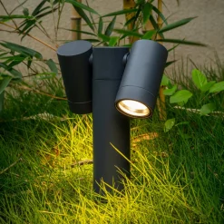 Prios spot med jordspyd Tulimar, 40 cm, svart, 2 lyskilder