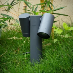 Prios spot med jordspyd Tulimar, 40 cm, svart, 2 lyskilder