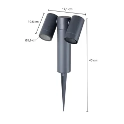 Prios spot med jordspyd Tulimar, 40 cm, svart, 2 lyskilder