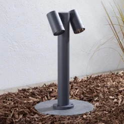 Prios Tulimar sokkellampe, 45 cm, antrasitt, 2 lyskilder, aluminium