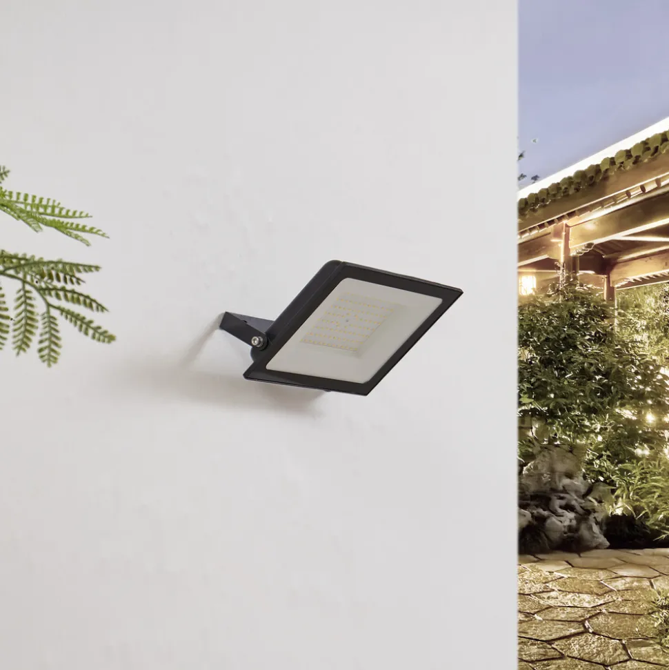 Prios utendørs LED-spot Maikel, 100W, 8000lm, metall