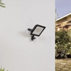 Prios utendørs LED-spot Maikel, 50W, 4000lm, metall, sensor