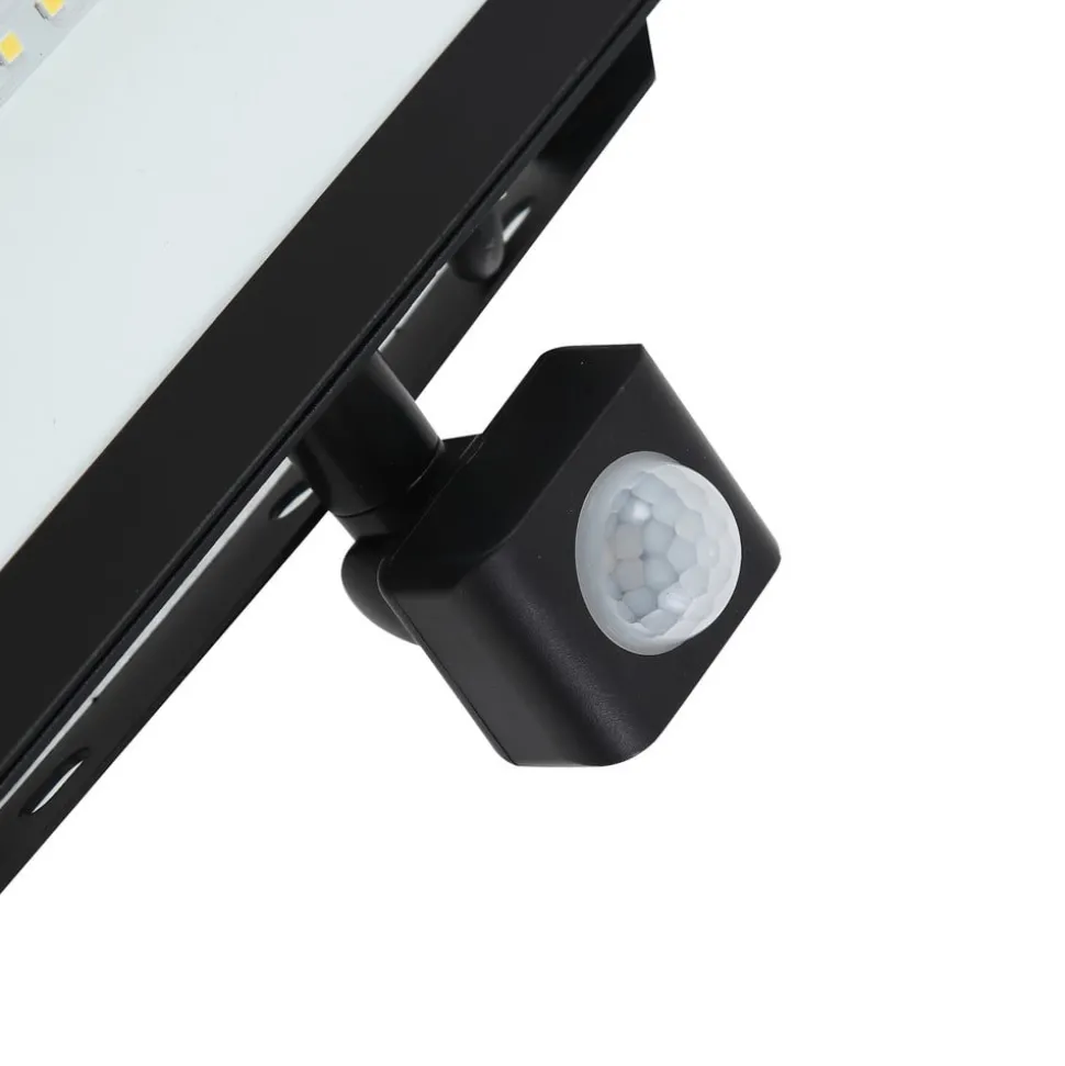 Prios utendørs LED-spot Maikel, 50W, 4000lm, metall, sensor