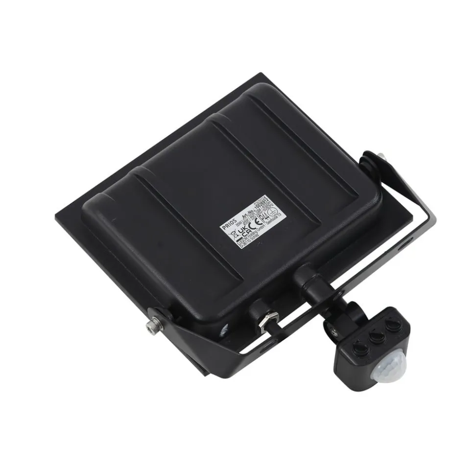 Prios utendørs LED-spot Maikel, 50W, 4000lm, metall, sensor