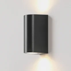 Prios utendørs vegglampe Irfan rund svart 15,5 cm