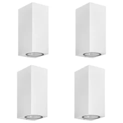 Prios utendørs vegglampe Tetje, hvit, kantet, 16 cm, sett med 4 stk