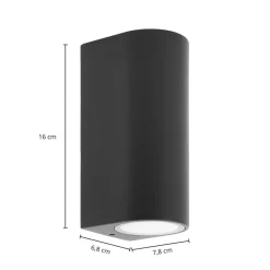 Prios utendørs vegglampe Tetje, svart, rund, 16 cm