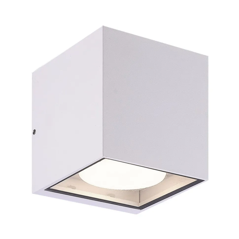 Prios utendørs vegglampe Tetje, hvit, kantet, 11,5 cm