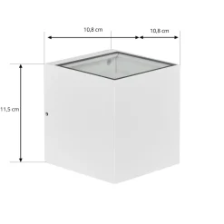 Prios utendørs vegglampe Tetje, hvit, kantet, 11,5 cm