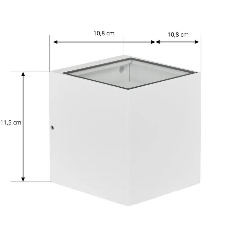Prios utendørs vegglampe Tetje, hvit, kantet, 11,5 cm