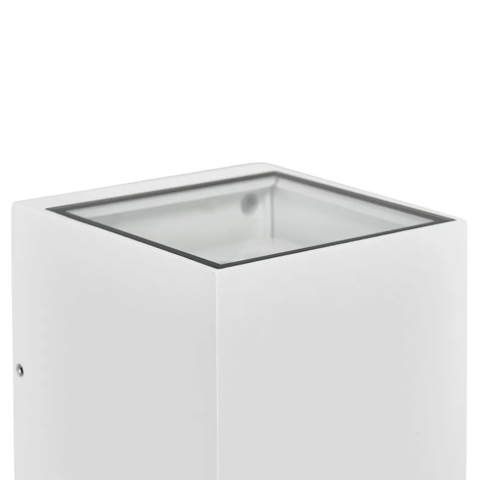 Prios utendørs vegglampe Tetje, hvit, kantet, 11,5 cm