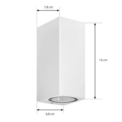 Prios utendørs vegglampe Tetje, hvit, kantet, 16 cm